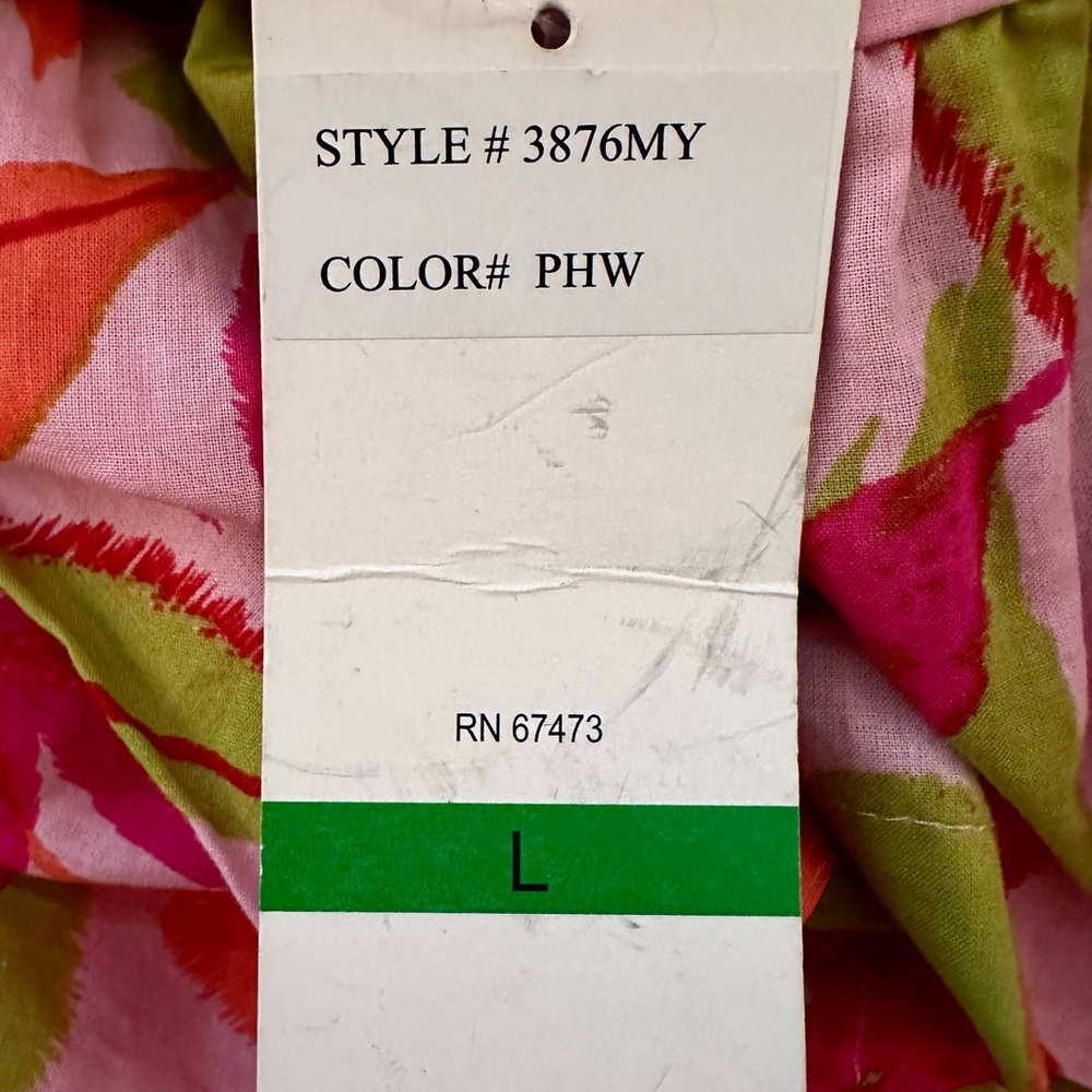 Floral Pink and Green Sleeveless Dress Size L - Picture 12 of 12